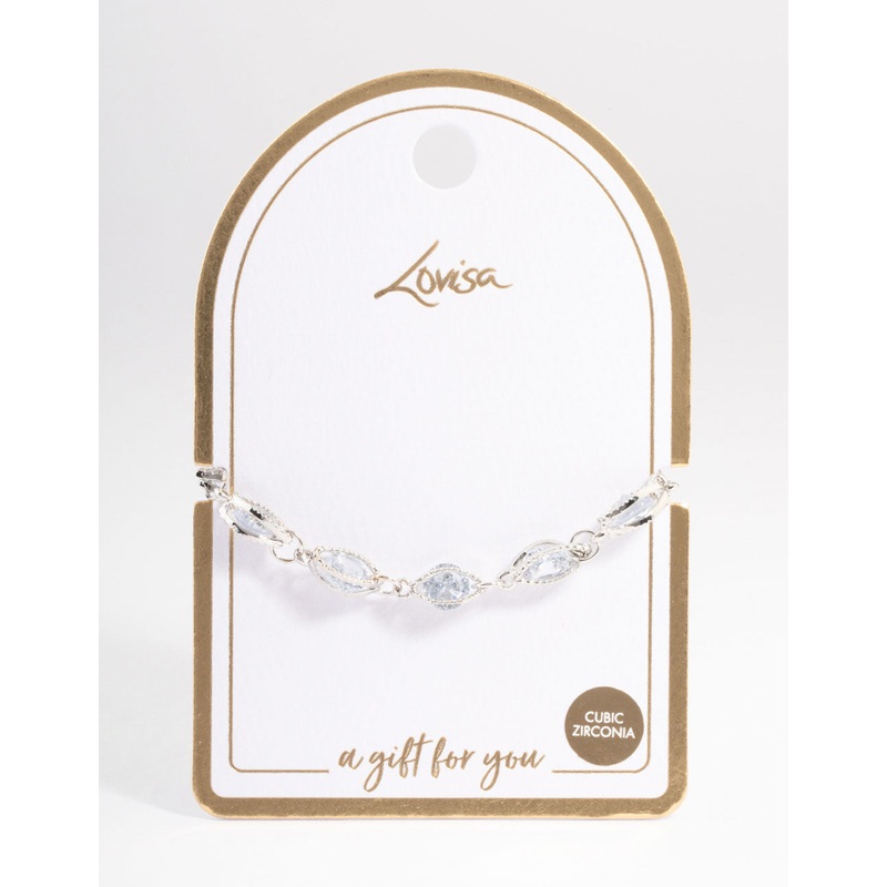 Silver Classic Marquise Cubic Zirconia Bracelet