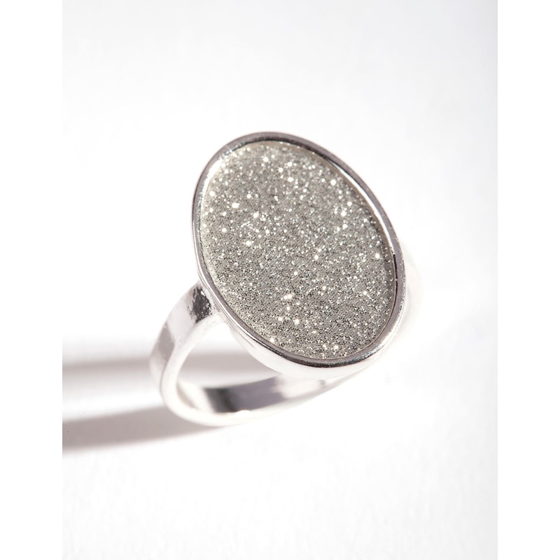 Silver Oval Glitter Ring|SM|ML