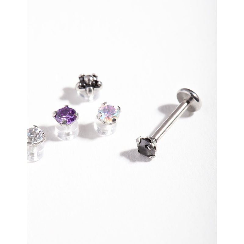Surgical Steel Cubic Zirconia Flat Back 6-Pack