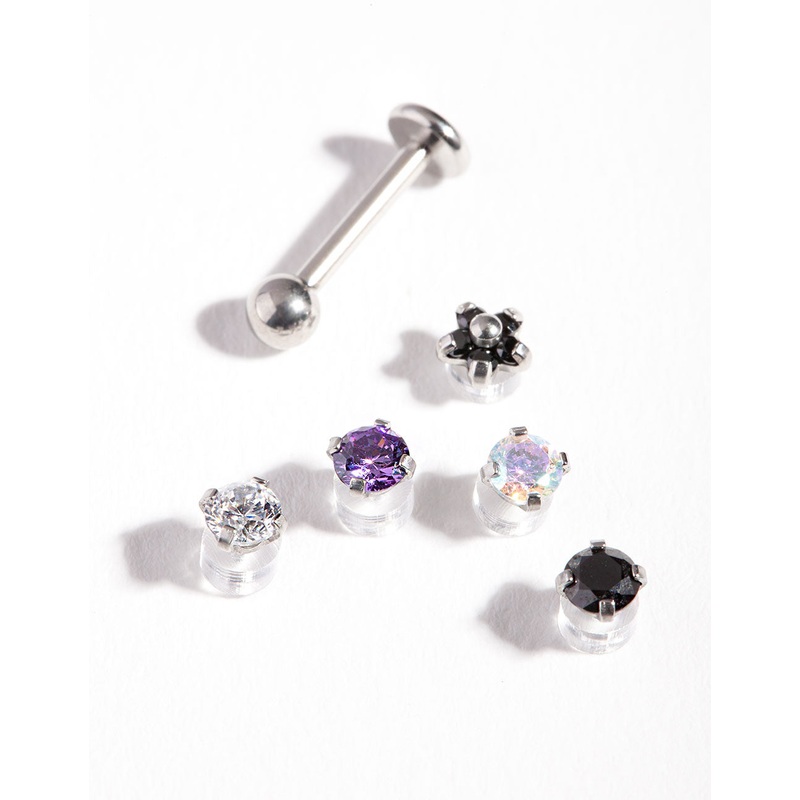 Surgical Steel Cubic Zirconia Flat Back 6-Pack