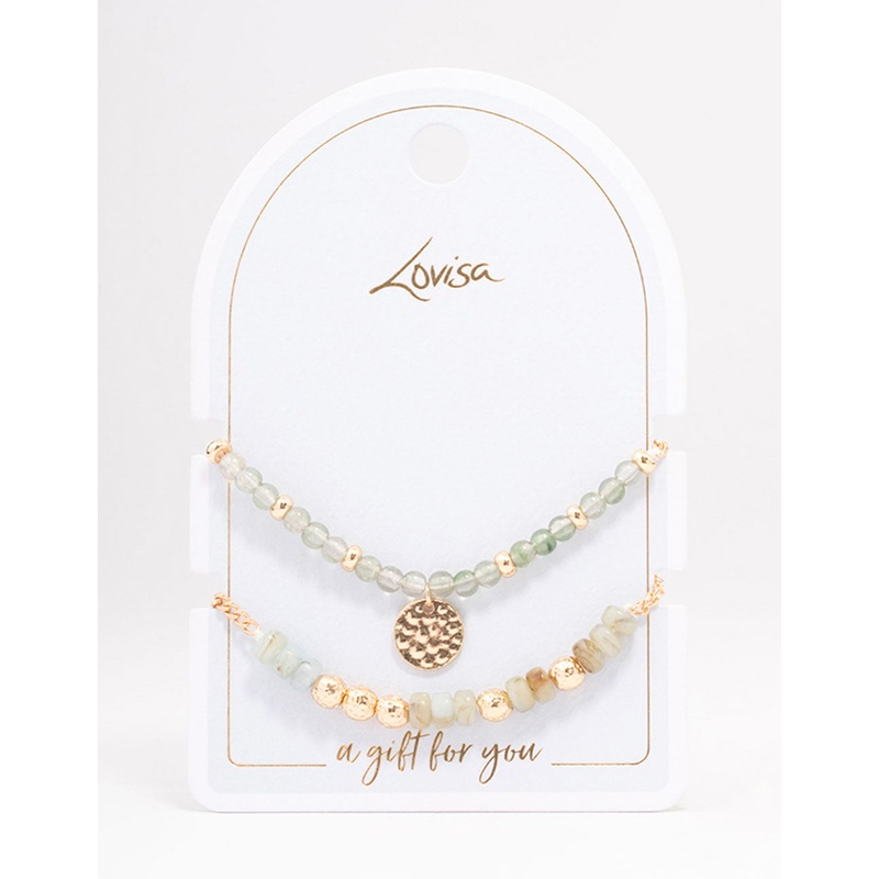 Gold Beaded Coin Bracelet Pack