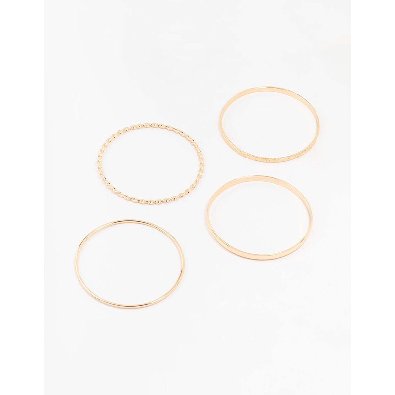 Gold Twisted Bangle Bracelets 4-Pack