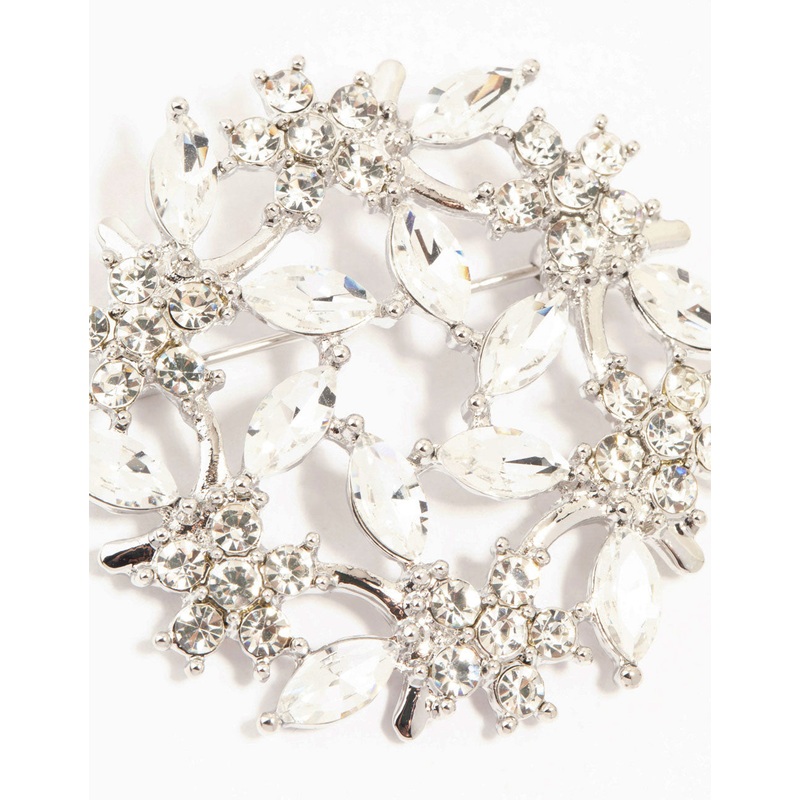 Silver Diamante Circle Brooch