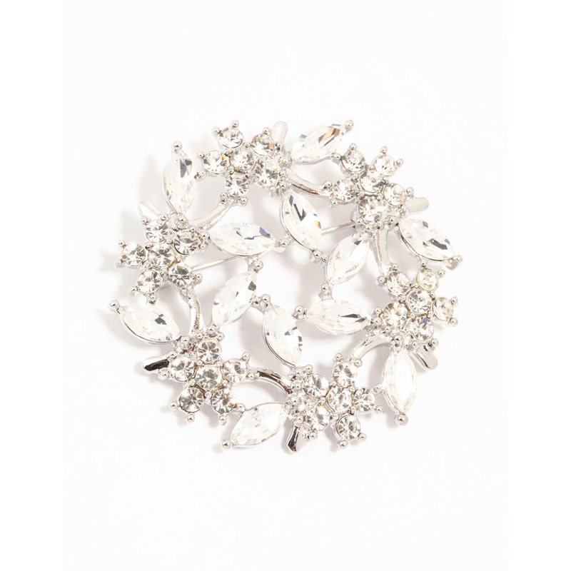 Silver Diamante Circle Brooch