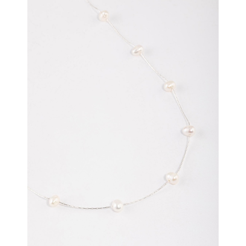 Silver Plated Freshwater Pearl Dotted Fine Necklace