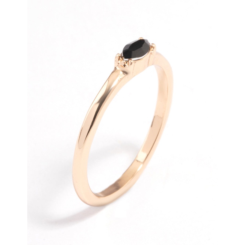 Black Oval Stone Ring|SM|ML