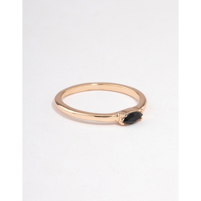 Black Oval Stone Ring|SM|ML
