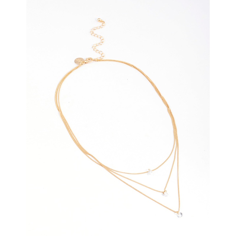 Gold Classic Diamante Layered Necklace