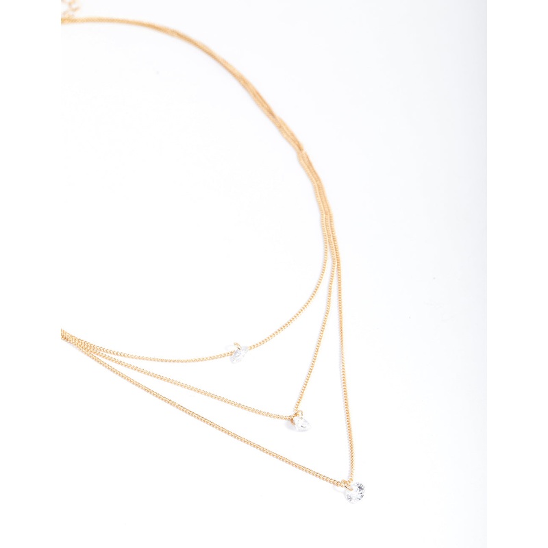Gold Classic Diamante Layered Necklace