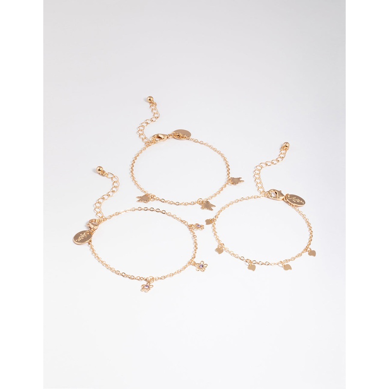 Gold Dainty Pearl & Star Charm Bracelet Pack