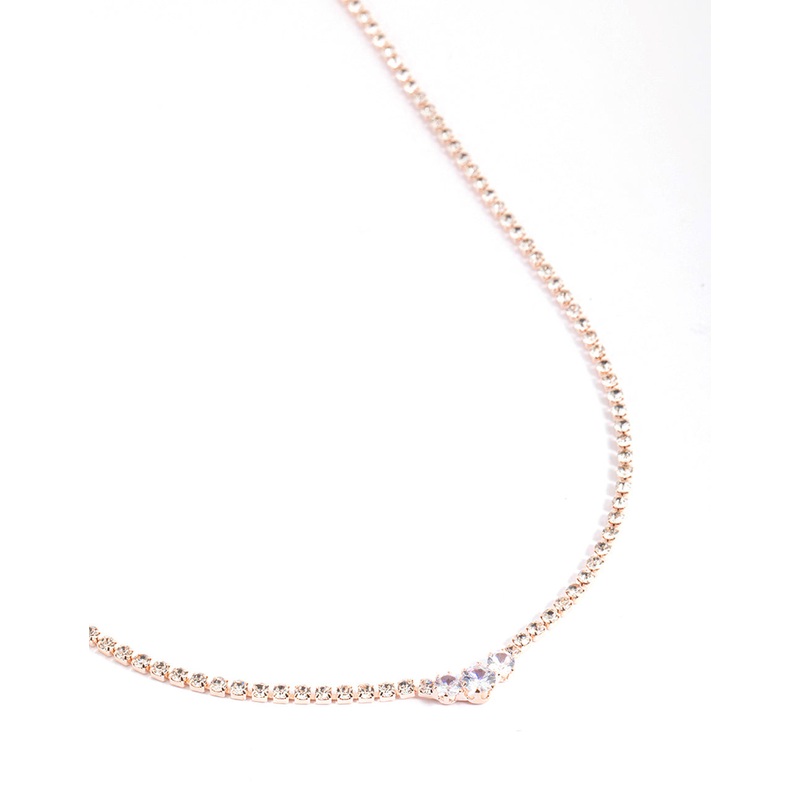 Rose Gold Cupchain Diamante Necklace
