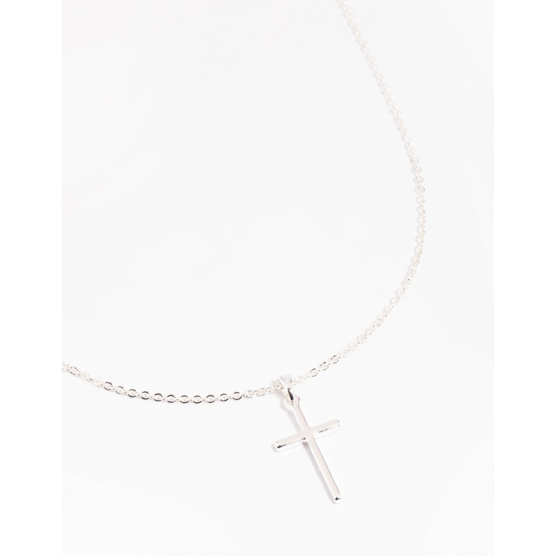 Silver Plated 45cm Cross Necklace