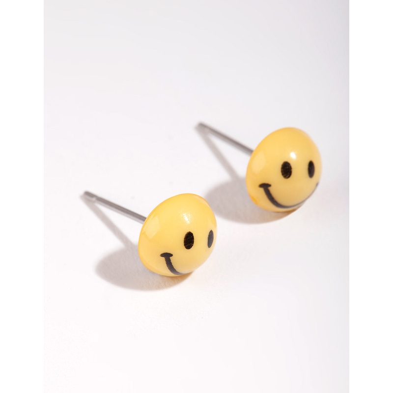 Yellow Mini Smiley Stud Earrings