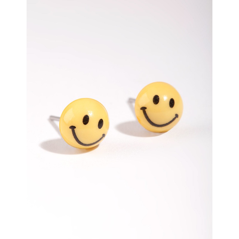 Yellow Mini Smiley Stud Earrings