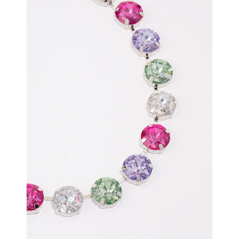 Silver Chunky Circle Diamante Necklace