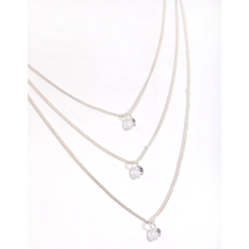 Silver Classic Diamante Layered Necklace