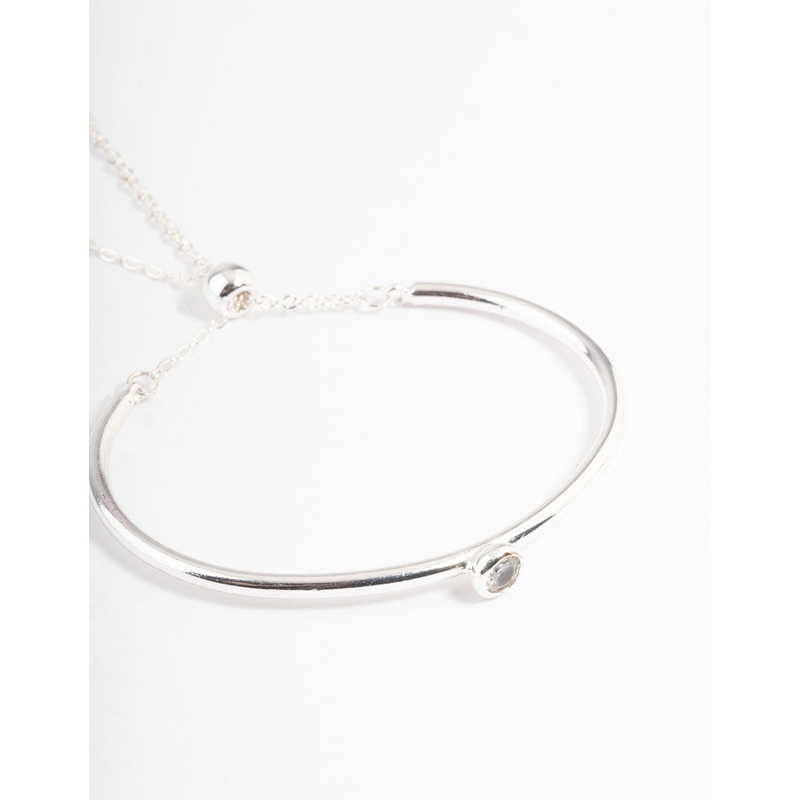 Silver Cubic Zirconia Toggle Bracelet