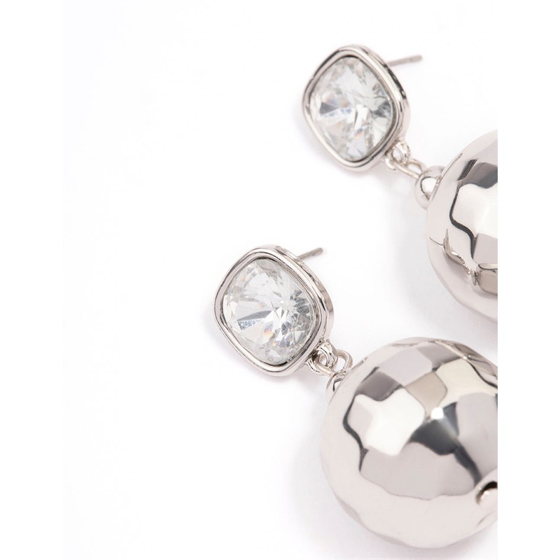 Silver Diamante & Disco Ball Drop Earrings