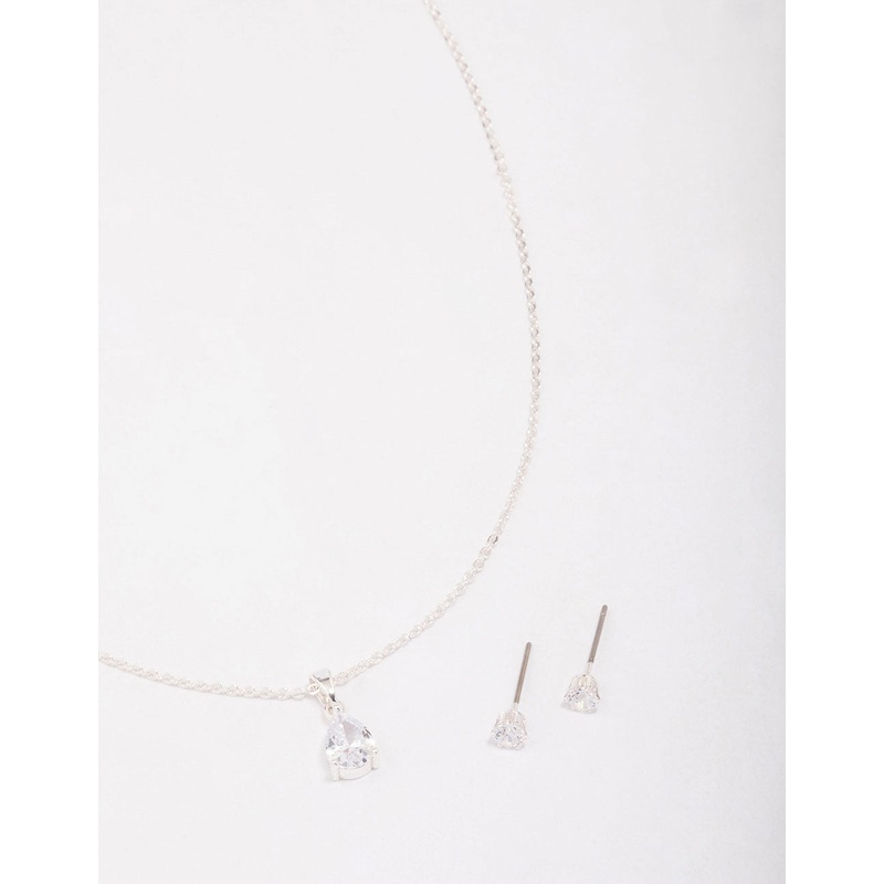 Silver Pear Drop Jewellery Set
