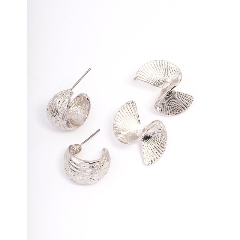Silver Teardrop Hoop Earrings Pack