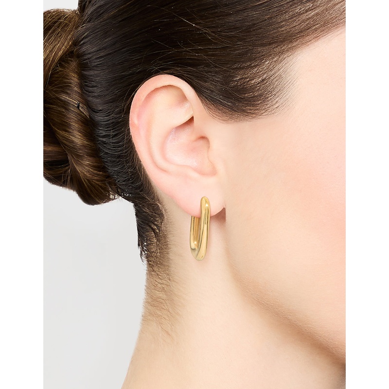 Waterproof Gold Plated Stainless Steel Rounded Square Hoop Earrings