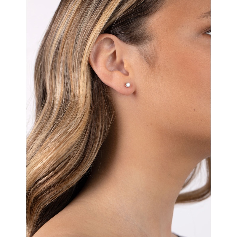 Gold Plated Sterling Silver Cubic Zirconia 1/4 Carat Stud Earrings