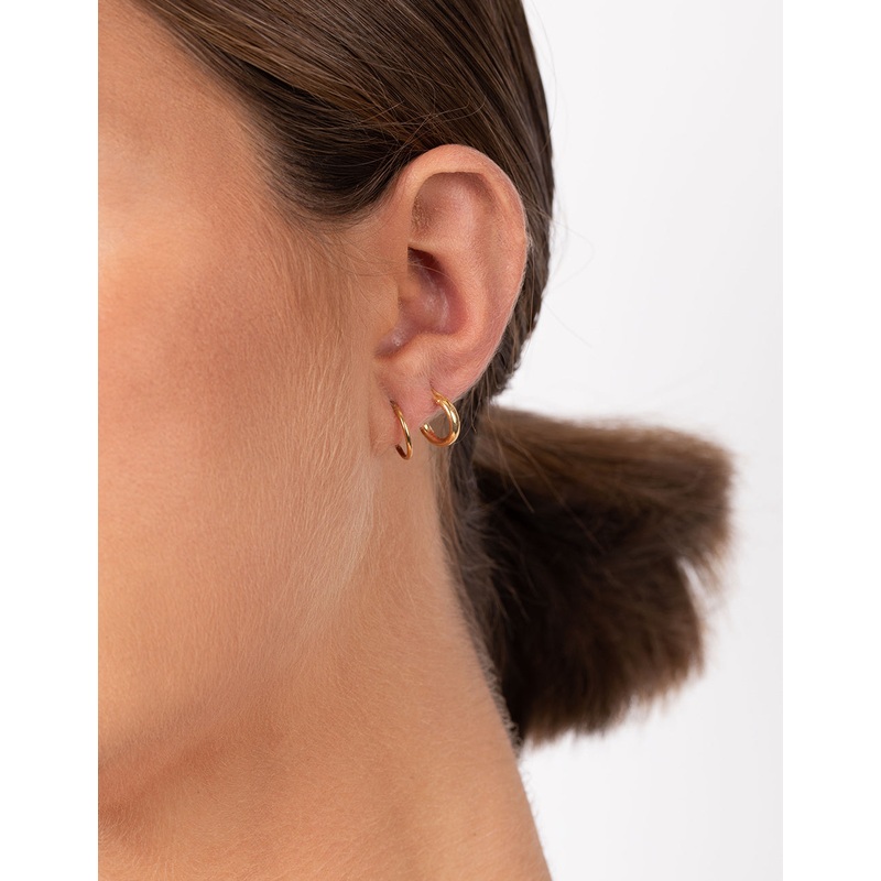 Gold Plated Sterling Silver Mix Thick Hoop Earring Pack