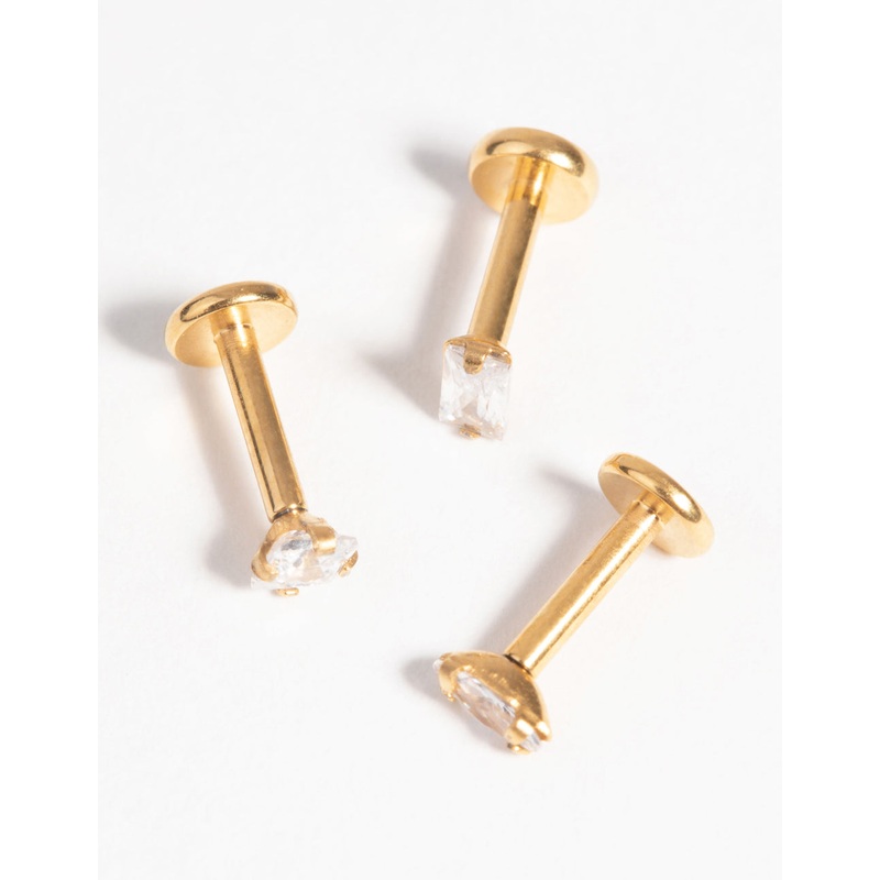 Gold Plated Surgical Steel Diamante Flat Back Pack