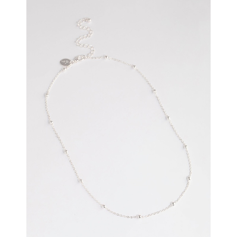 Silver Station Bead Chain Necklace