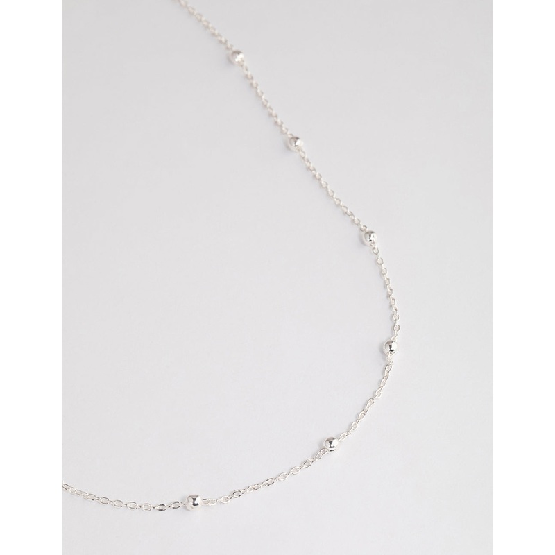 Silver Station Bead Chain Necklace