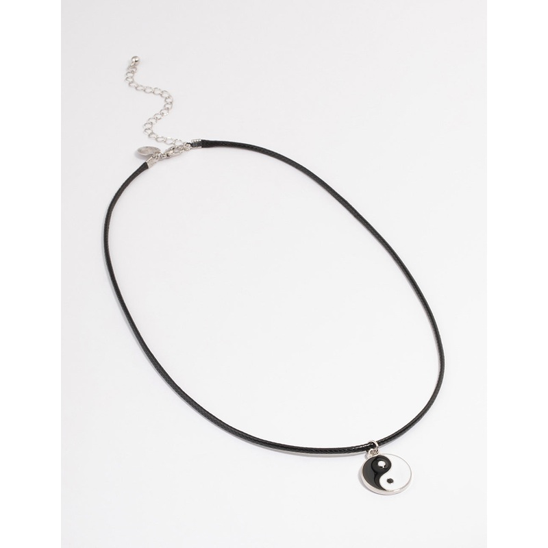 Silver Yin & Yang Cord Necklace