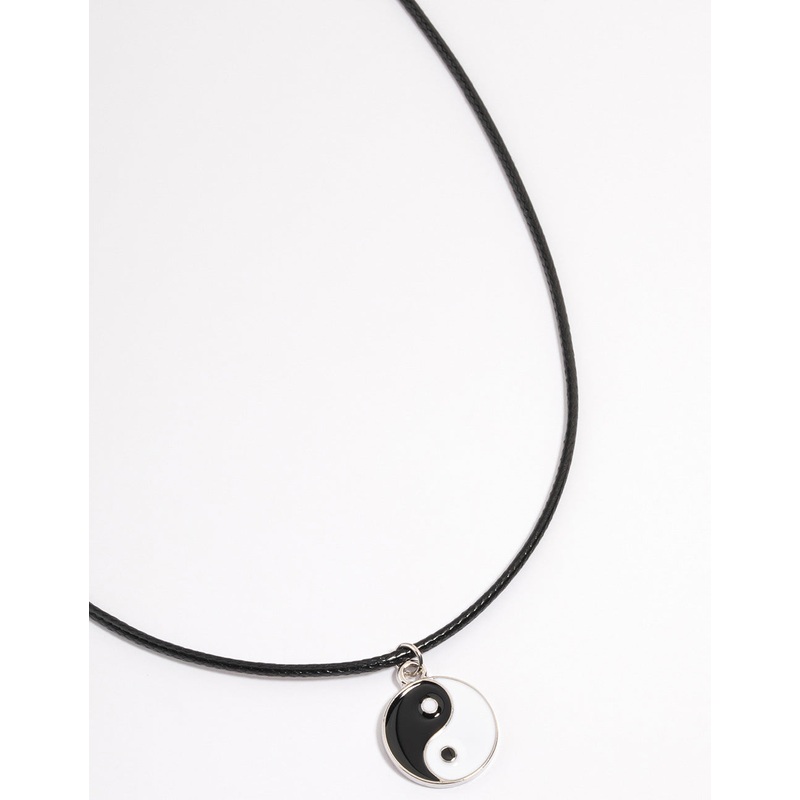 Silver Yin & Yang Cord Necklace