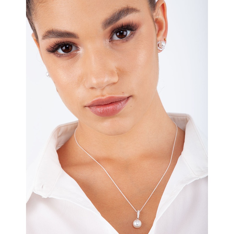 Sterling Silver Large Pearl Necklace