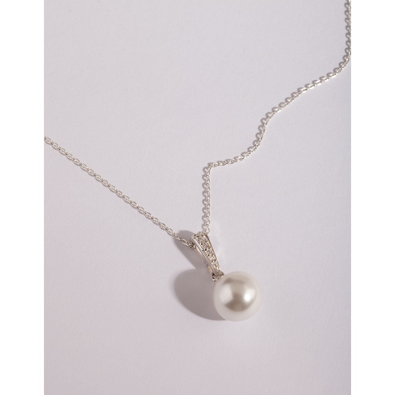 Sterling Silver Large Pearl Necklace