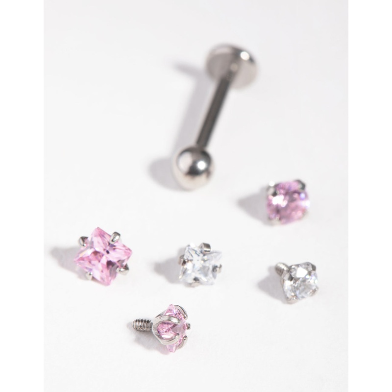 Surgical Steel Cubic Zirconia Star Flat Back 6-Pack