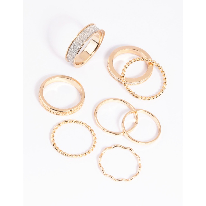 Gold Glitter Ring Stack Pack|SM|ML