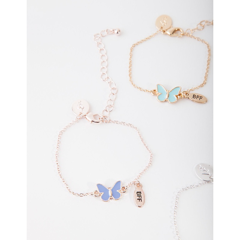 Kids Mixed Metal Butterfly BFF Bracelet Pack