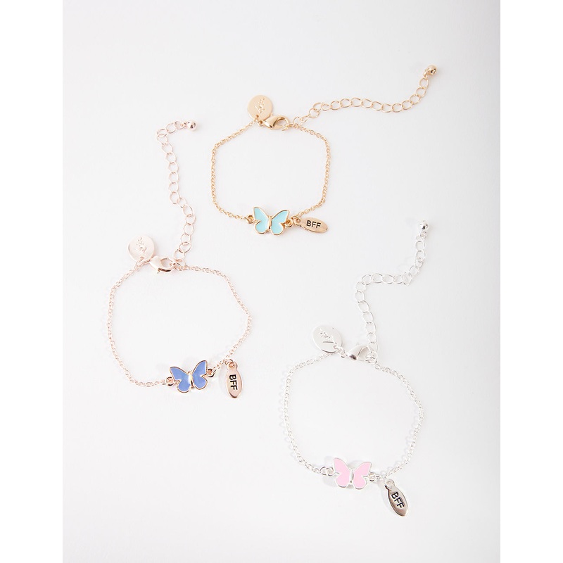 Kids Mixed Metal Butterfly BFF Bracelet Pack