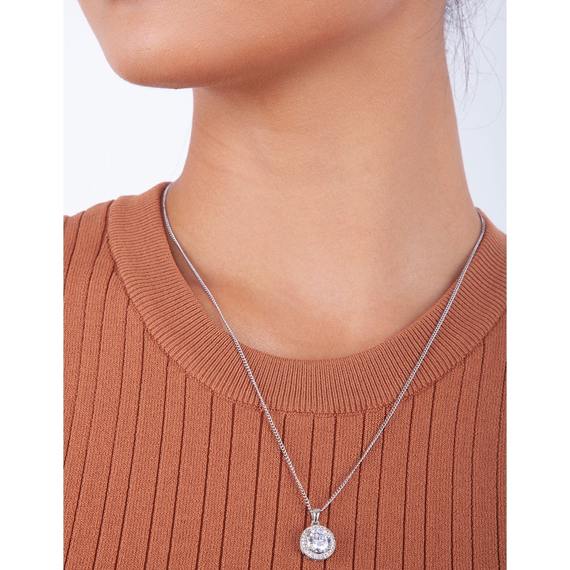 Round Circular Crystal Pendant Necklace