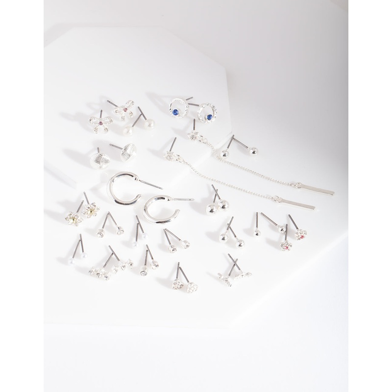 Silver Diamante Motif Earring 20 Pack