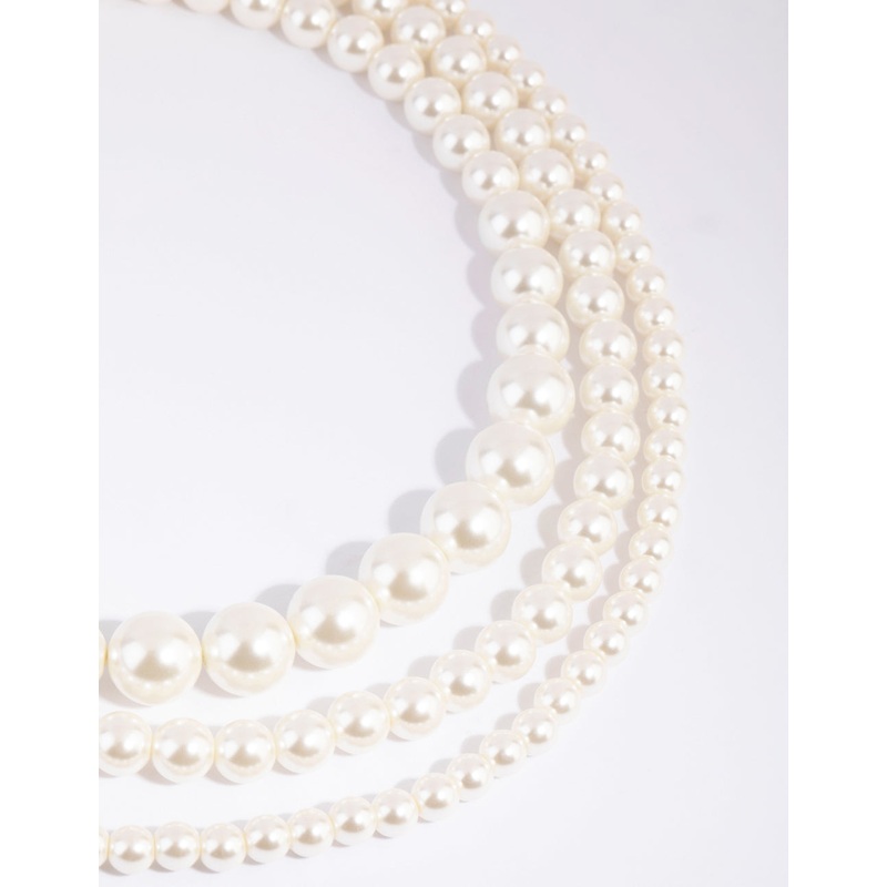 Silver Graduated Pearl Layered Necklace