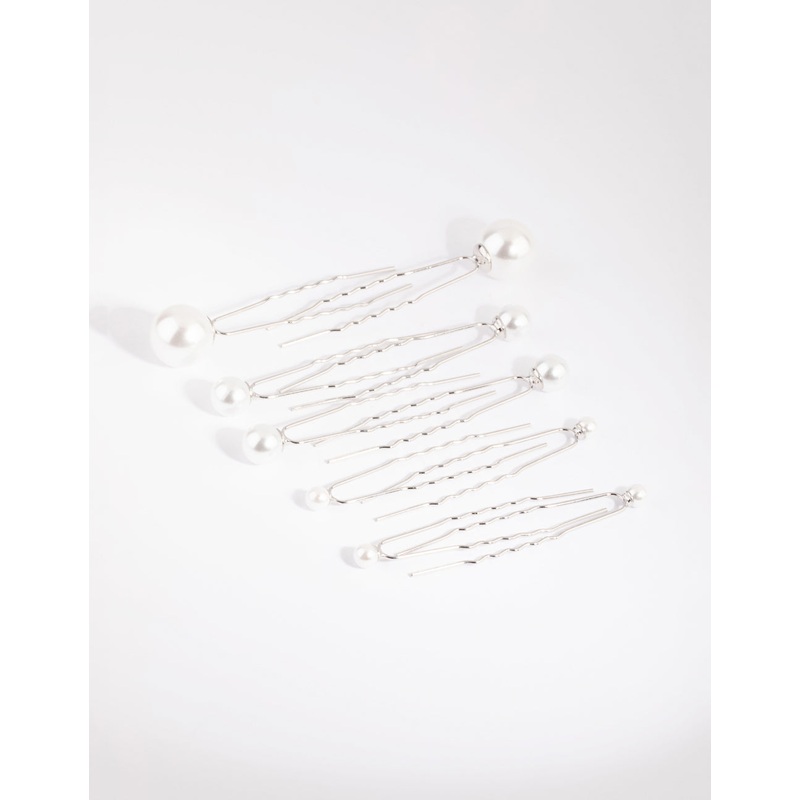 Silver Pearl Hair Pin Pack