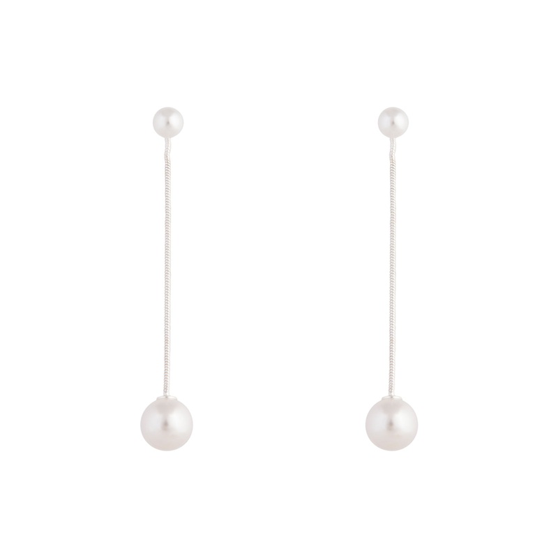 Silver Snake Pearl Drop Earrings