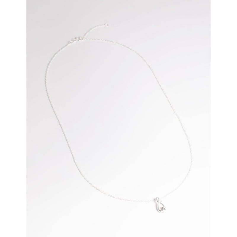 Sterling Silver Diamante Pendant Necklace