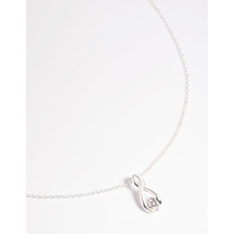 Sterling Silver Diamante Pendant Necklace