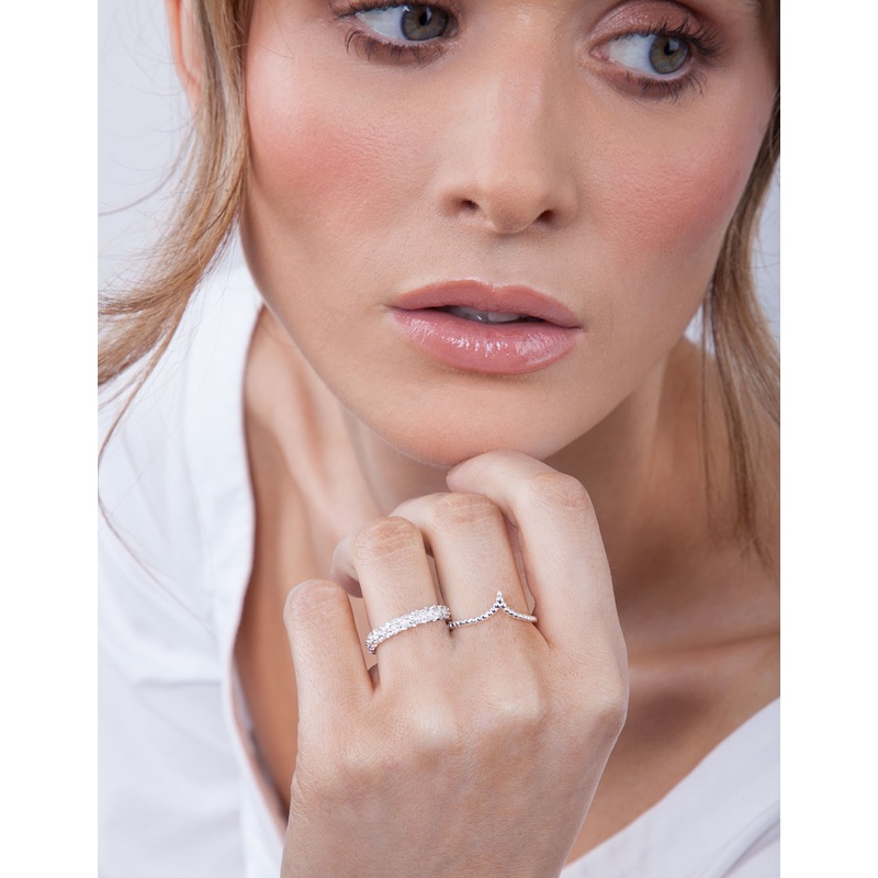 Sterling Silver Statement Cubic Zirconia Eternity Band