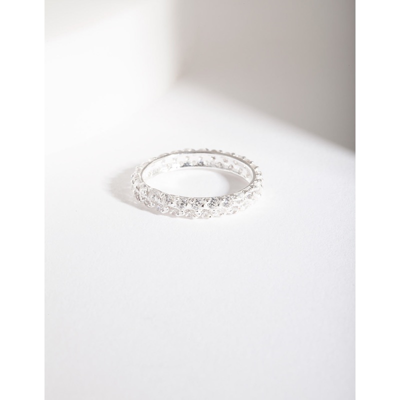 Sterling Silver Statement Cubic Zirconia Eternity Band