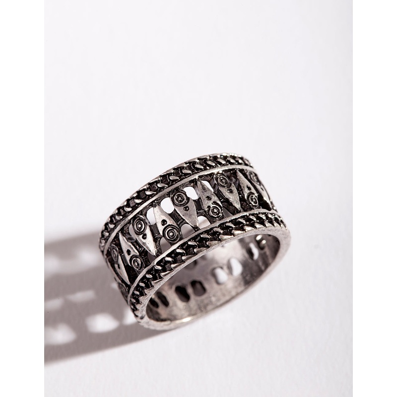 Antique Silver Boho Band Ring|SM|ML