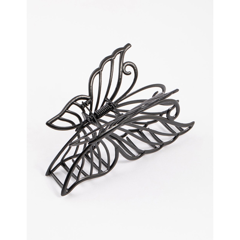 Coated Black Detail Butterfly Claw Clip