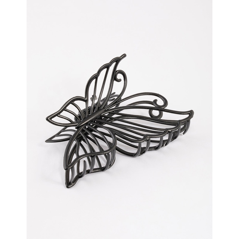 Coated Black Detail Butterfly Claw Clip
